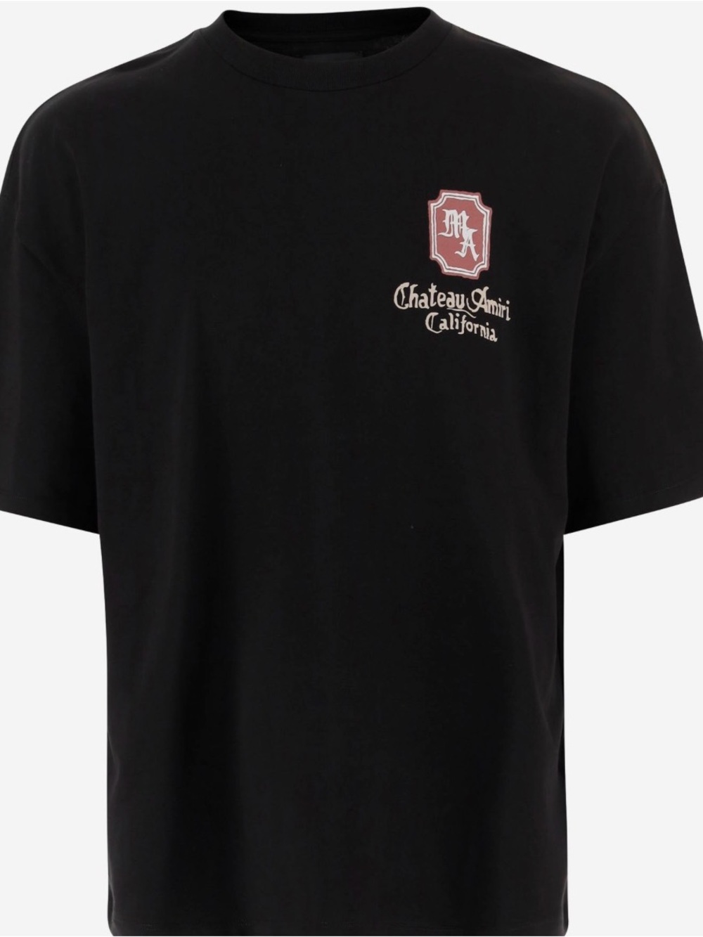 AMIRI Black Short-Sleeve Tee with Burgundy Crest